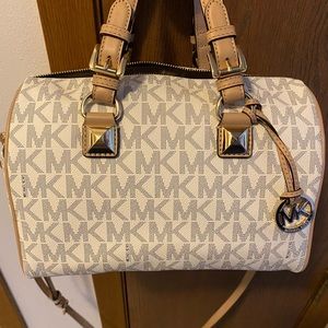 Michael Kors navy/white Grayson chain satchel